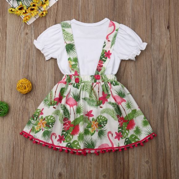 Flamingo Shirt Suspender Skirt Outfit Set - Picture 2 of 6